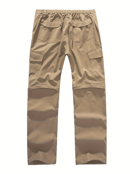 Men's Convertible Hiking Pants - Durable, Zip-Off Cargo Trousers for Fishing & Running, Casual Outdoor Wear with Pockets - ayq