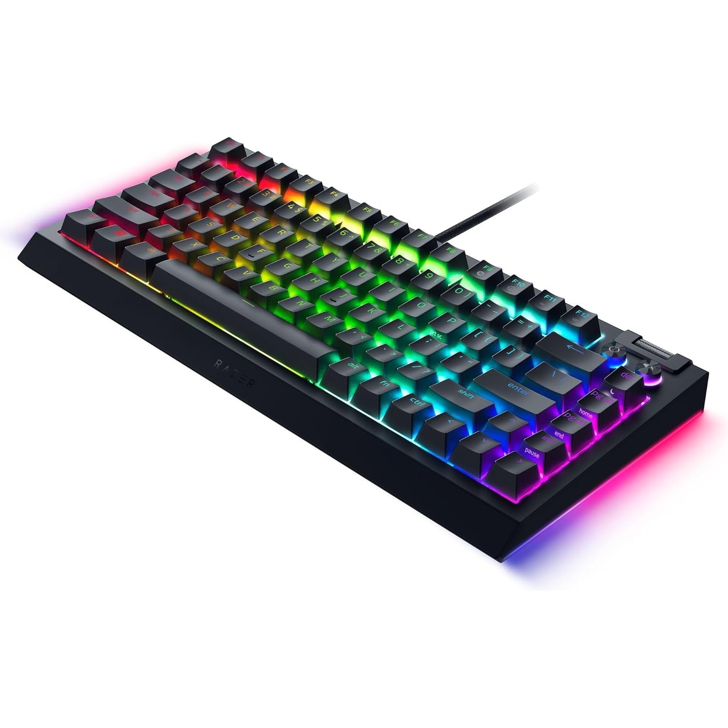 Razer Blackwidow V4 75% Mechanical Gaming Keyboard: Hot-Swappable Design - Compact & Durable - Orange Tactile Switches - Chroma RGB - MF Roller & Media Keys - Comfortable Wrist Rest - Black