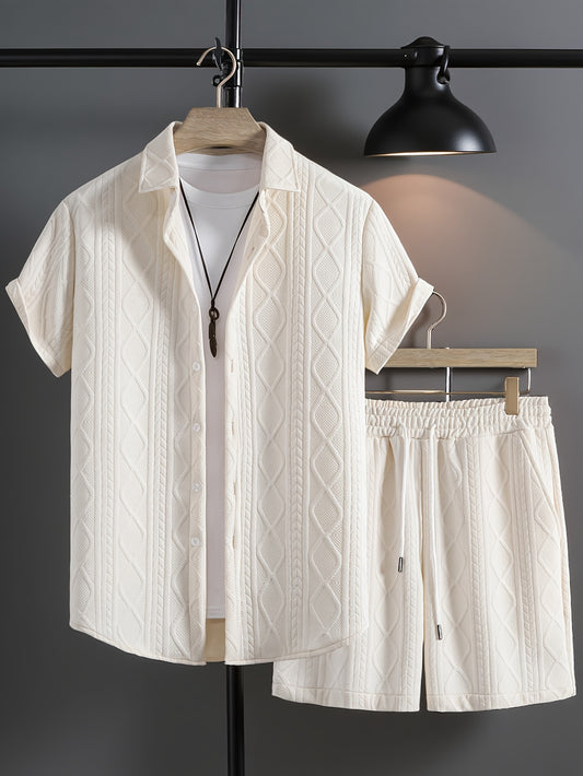 Տղամարդու կարճ թևքով շապիկ, հաստ, միագույն, տրիկոտաժե, ժակարդե, հարմարավետ, բարձրորակ, երկու մասից բաղկացած հավաքածու