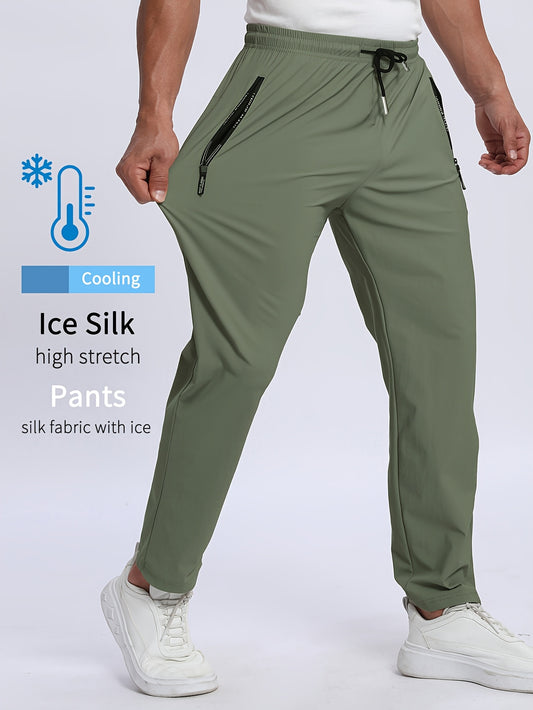 Men's sports trousers that absorb moisture and sweat, keep you dry and breathable, with pockets and drawstrings, zipper details, soft and comfortable soft-touch Men's jogging pants, lightweight and durable sports trousers, cl