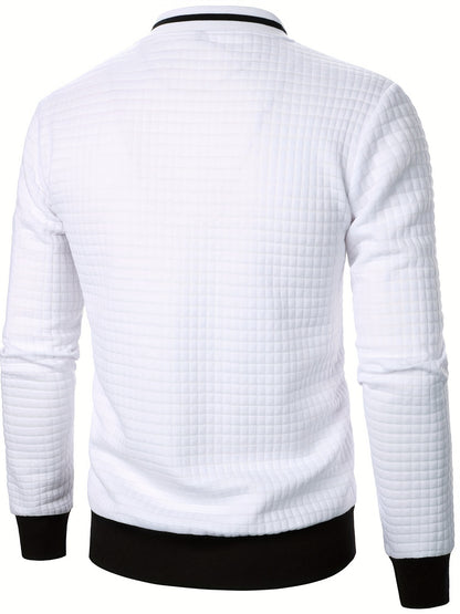 Men'S Zip-Up Jacket - Full-Zip Front Closure, Stand Collar, Lightweight Outerwear for Office, Casual & Formal Events - Spring/Fall Transitional Clothing - Easy-Care Modern Men'S Coat, Zip Up Jacket, Autumn Layering, Sleek Des