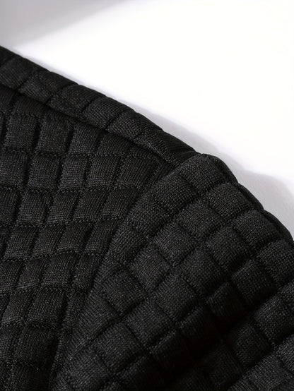 Նորաձև գլխարկով սվիտեր | Տղամարդու առօրյա սվիտեր թեթևակի ձգվող գործվածքից, երկար թևքերով, գրպանային դետալներով, միագույն նախշերով՝ գարուն/աշուն