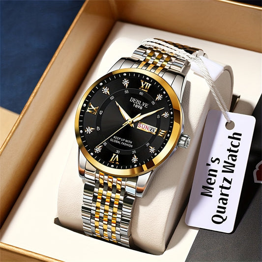 An Ideal Choice For A Birthday Gift, Holiday Gift, Or Gift For A Brand Luxury Night Light Sports Leisure Travel Business Electronic Movement Automatic Commercial Watch, With A New Stainless Steel Strap Men's Quartz Watch Date