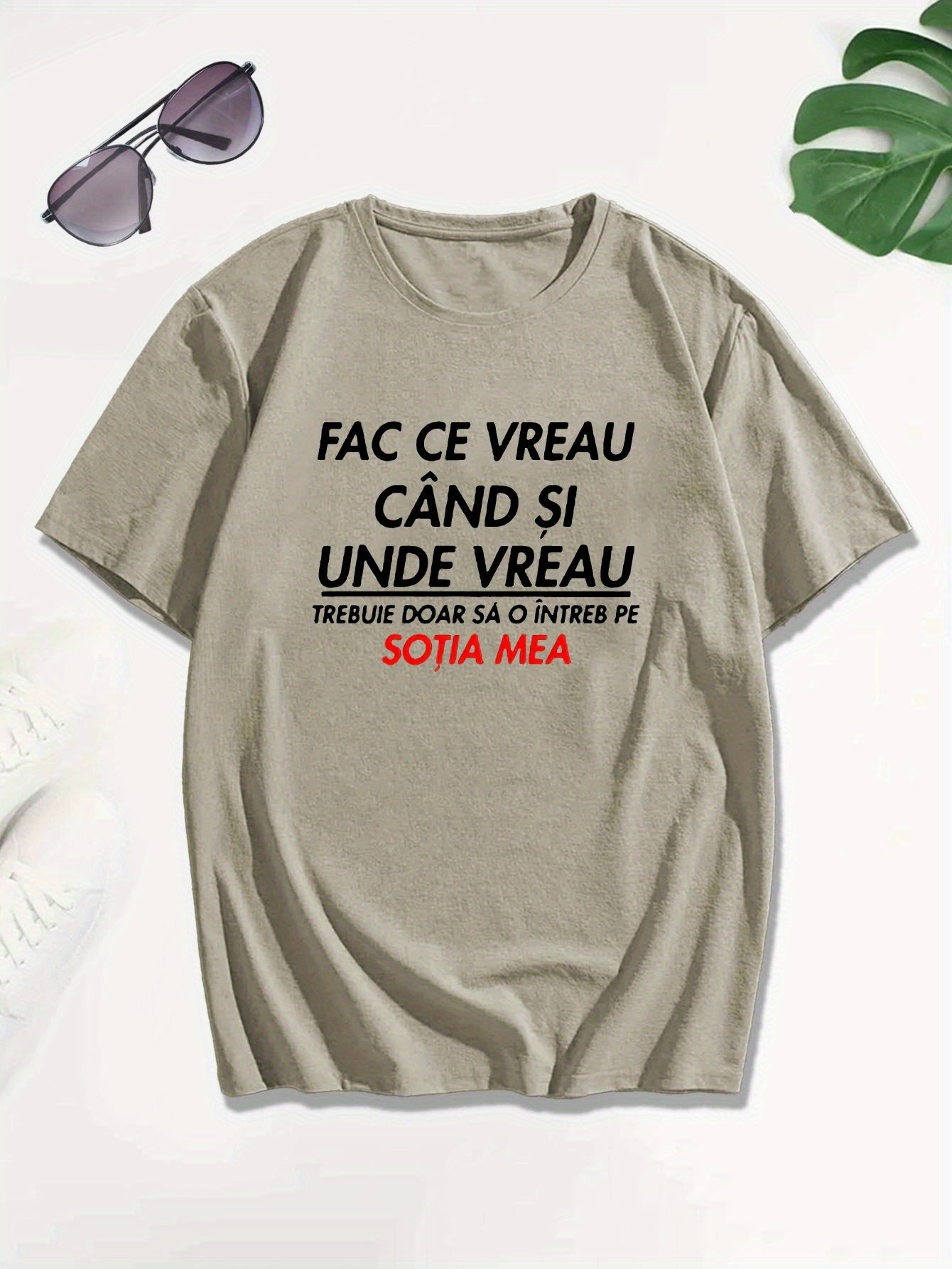 Տղամարդու կարճ թևքով ռումինական «Qitate» գրությամբ շապիկ - «Face Ce Vreau Cand Si Under Breath» տպագրությամբ, թեթև պոլիեսթերային, ամառային ամենօրյա վերնաշապիկ, կլոր վզնոցով, լվացվող մեքենայով, լվացվող մարզաշապիկ՝ թավ տեքստով, թեթև նյութով։