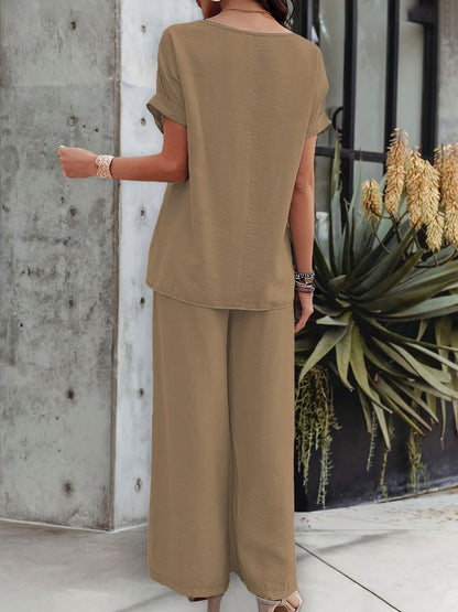 [Elegant Set + Short Sleeve Top and Pants]