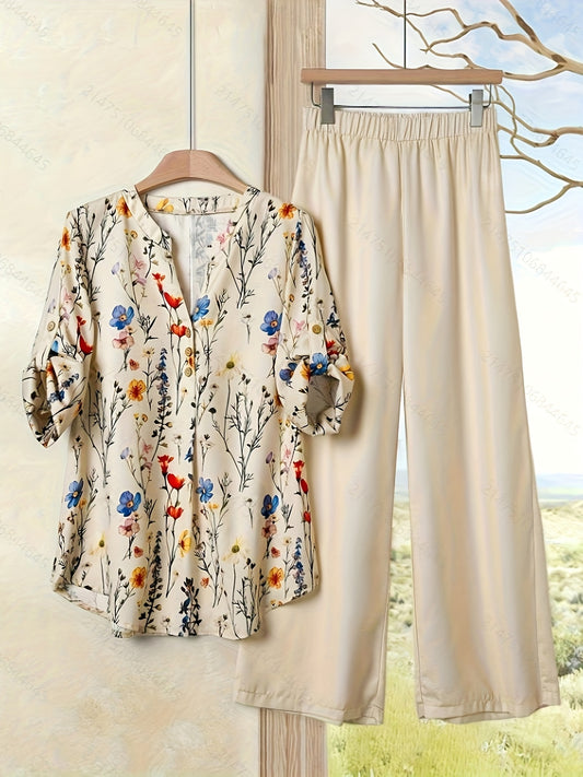 Vintage Print Two-Piece Set