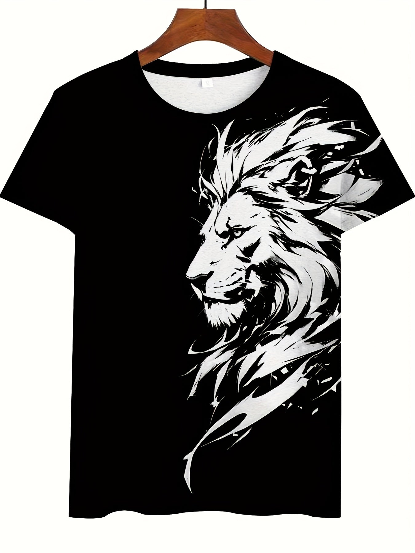 Նոր Առյուծի 3D Տպագրության Նախշ, Կարճ Թևքերով Կլոր Վզիկով Շապիկ, Տղամարդկանց Արտաքին Հագուստ