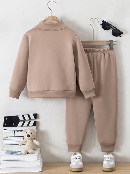 Տղաների հարմարավետ բրդյա աստառով վերնաշապիկի և սպորտային տաբատի հավաքածու - ձիթապտղի կանաչ, առօրյա ձմեռային հագուստ գրպաններով, հաստ տաքություն աշնան և ձմռան համար, սովորական չափսի, առօրյա հագուստ, բացօթյա օգտագործման համար