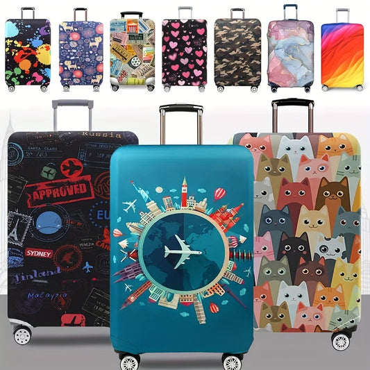 Elastic Luggage Cover With Cartoon Pattern, Travel Suitcase Cover, Trolley Duffle Case Travel Accessories - Ayq