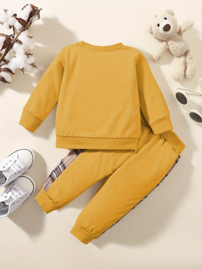 Toddler Baby Boy Clothes Outdoor Set Long Sleeve Sweatshirt Top Casual Pants Fall Winter Outfit Sweatsuit - ayq