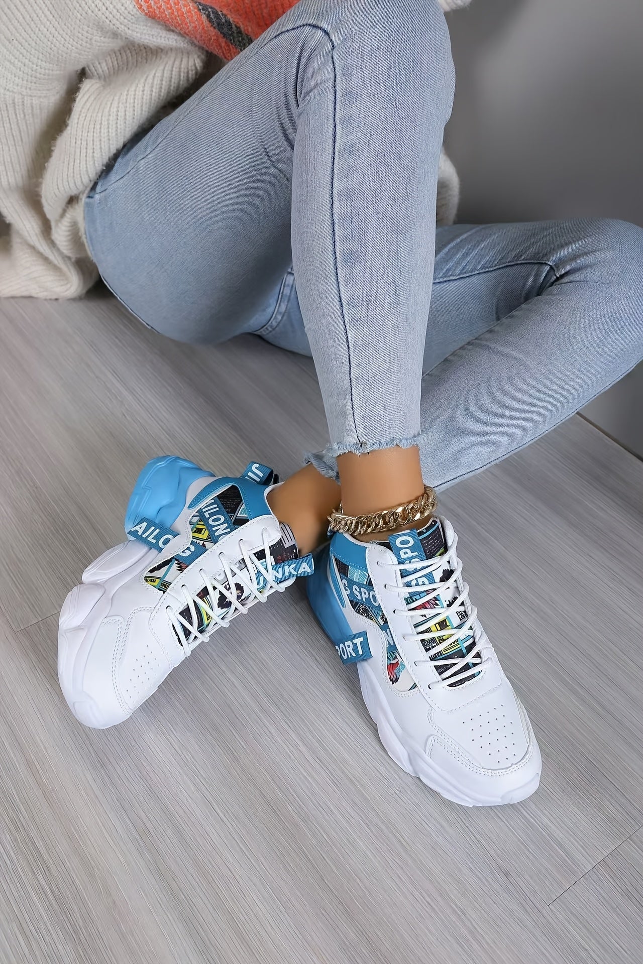 Կանացի նորաձև հաստ ներբանով սպորտային կոշիկներ, փողոցային ոճի շնչող առօրյա կոշիկներ բոլոր եղանակների համար