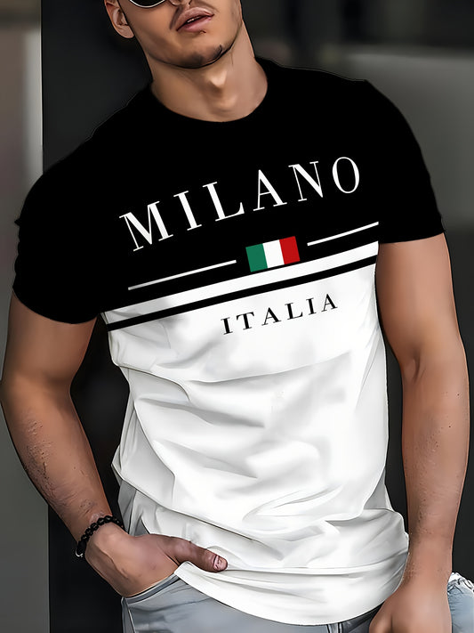 Տղամարդու Միլանի 3D տպագրությամբ մարզաշապիկ՝ կարճ թևքերով, առօրյա, կլոր վզնոցով, թեթև պոլիեսթերային շապիկ՝ իտալական դրոշի նախշերով։ Հիանալի է ճանապարհորդության, քեմփինգի, սպորտի, բացօթյա գործունեության համար։