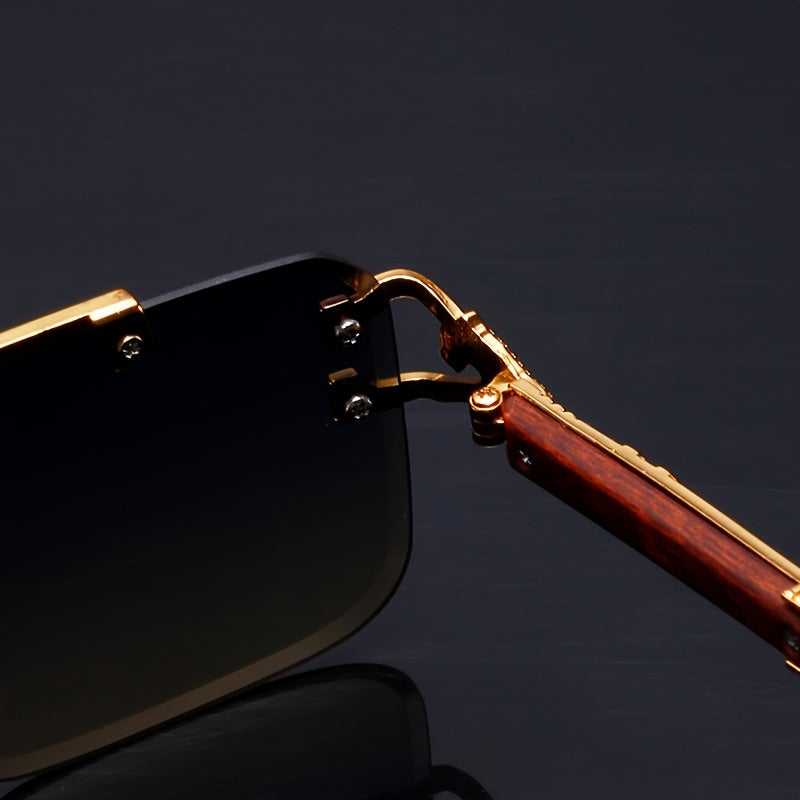 Էլեգանտ, առանց շրջանակի օդաչուի ոճի նորաձև ակնոցներ տղամարդկանց և կանանց համար՝ ոսկեգույն ընձառյուծի նախշերով, կանաչ գրադիենտային ոսպնյակներով, թեթև մետաղական շրջանակով, իդեալական է լողափնյա երեկույթների և ճանապարհորդությունների համար