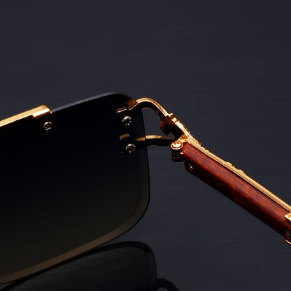 Էլեգանտ, առանց շրջանակի օդաչուի ոճի նորաձև ակնոցներ տղամարդկանց և կանանց համար՝ ոսկեգույն ընձառյուծի նախշերով, կանաչ գրադիենտային ոսպնյակներով, թեթև մետաղական շրջանակով, իդեալական է լողափնյա երեկույթների և ճանապարհորդությունների համար