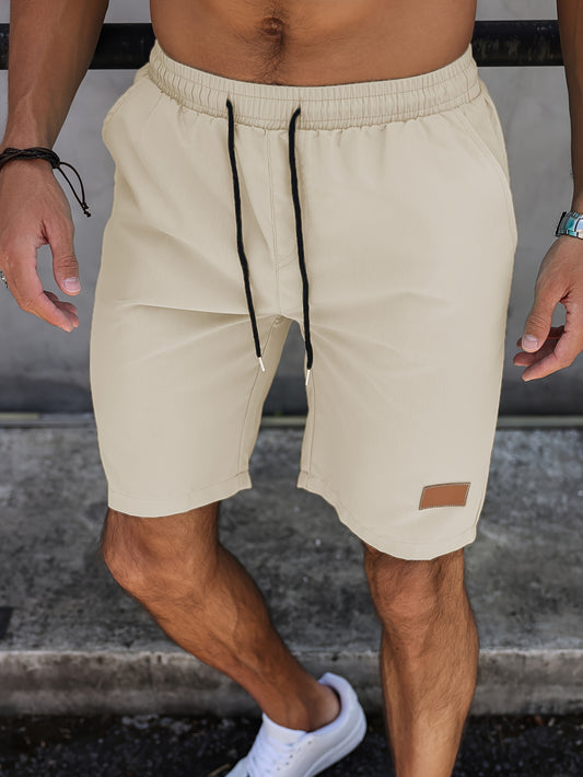 Men's Lightweight Drawstring Athletic Shorts - Mint Green, Quick-Dry Polyester, Perfect for Summer Beach & Golf, No Stretch, Solid Color with Pockets - ayq