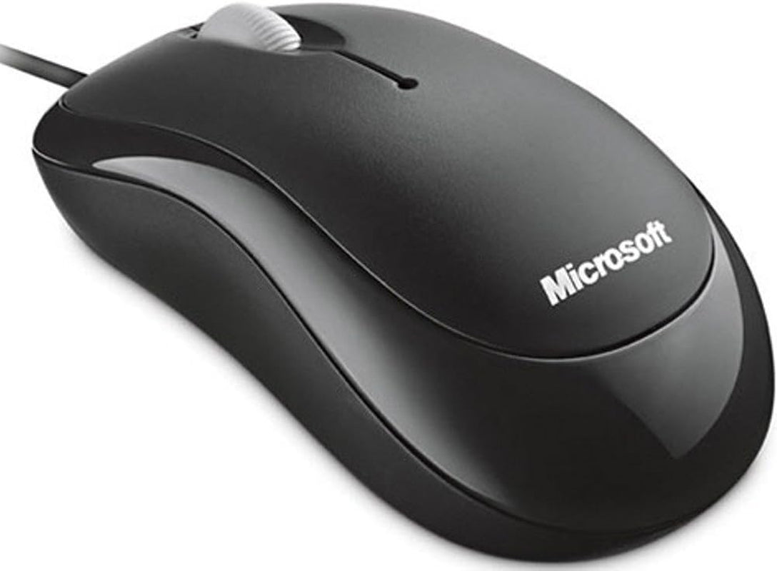Microsoft Basic Optical Mouse for Business - Black. Comfortable, Wired, USB Mouse for Pc/Laptop/Desktop, with Fast Scroll Wheel, Works with Mac/Windows Computers