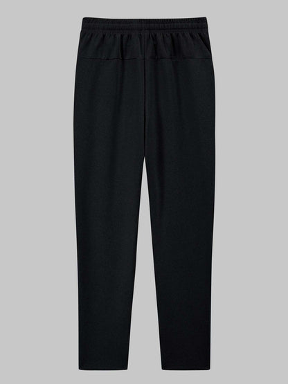 Տղամարդու նորաձև երկկտոր բաճկոնի և սպորտային տաբատի հավաքածու՝ մուգ կապույտ գույնի, ոճային նախշերով, առօրյա երիտասարդական սպորտային հագուստ, կայծակաճարմանդ դետալով, երկար թևքերով, նեղ չափսերով, աշուն/ձմեռ հավաքածու