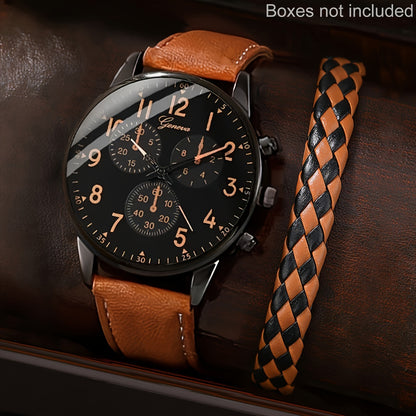 Men'S Basic Round Dial Quartz Watch with Bracelet